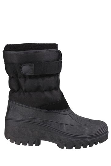 Cotswold Chase Touch Fastening And Zip Up Black Winter Boots