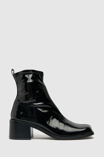 Black patent clearance leather booties heel