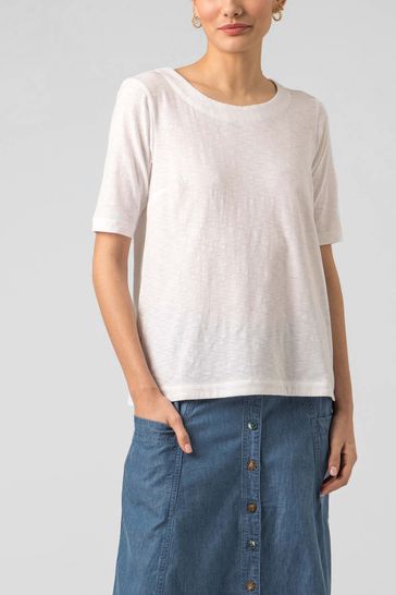 Mistral White Side Button Top