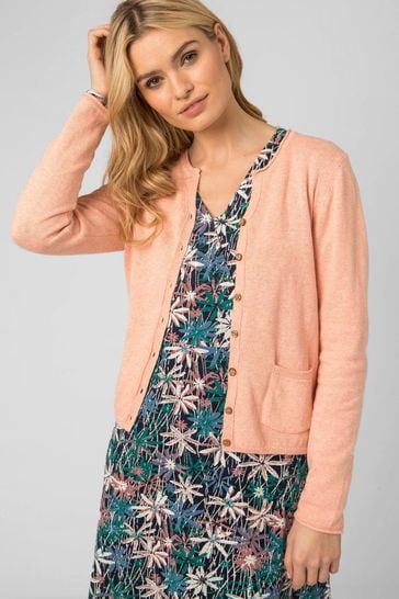 Mistral Pink Peach Bud Notch Neck Fitted Cardigan
