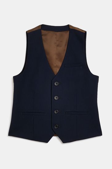 River Island Navy Blue Boys Waistcoat