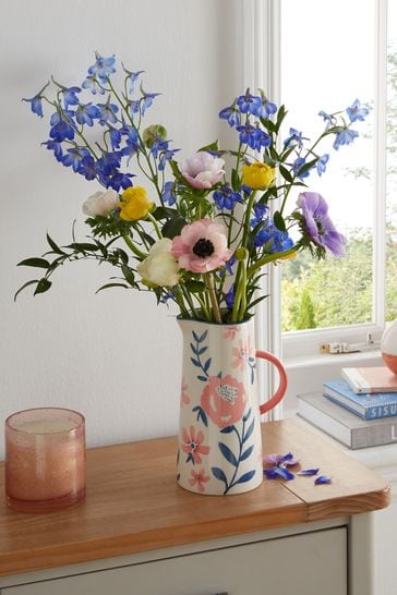 Multi Floral Print Ceramic Jug Vase