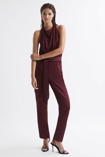 Buy Reiss Burgundy Red Frida Bow Back Jumpsuit from Next Turkey