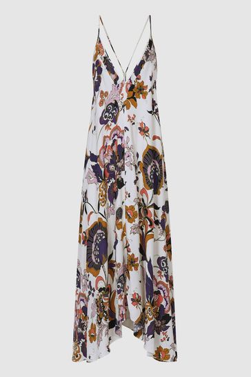 Buy Reiss Cream Mabel Print Plunge Neck Maxi Dress from Next USA