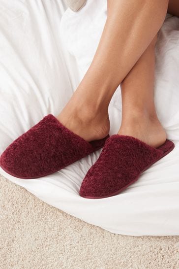 Berry Red Next Faux Fur Cosy Mule Slippers