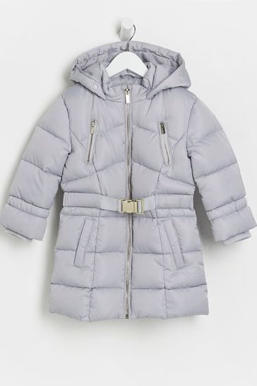 River Island Girls Grey Elsa Puffer Jacket