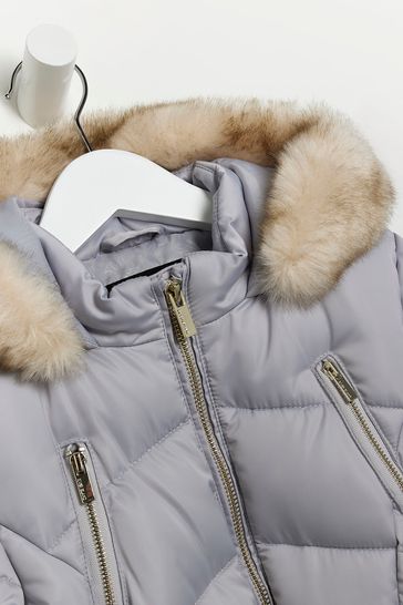 River Island Girls Grey Elsa Puffer Jacket