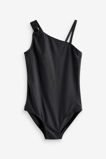 Buy Black One Shoulder Swimsuit 7 16yrs from Next Luxembourg