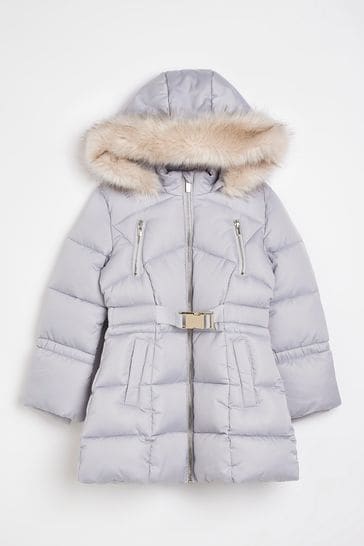 River Island Girls Grey Elsa Puffer Jacket