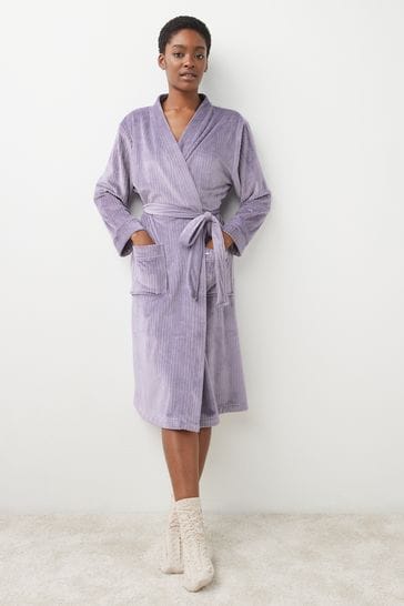 Lilac Purple Next Supersoft Ribbed Dressing Gown
