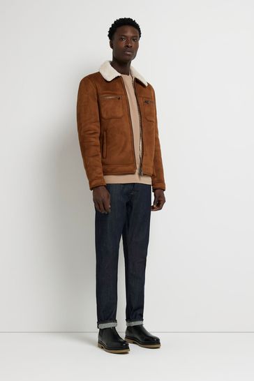 River Island Brown Borg Lined Western Jacket