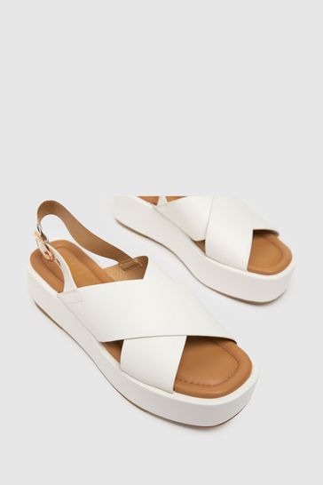 Buy Schuh White Trini Cross Strap Flatforms from Next Luxembourg