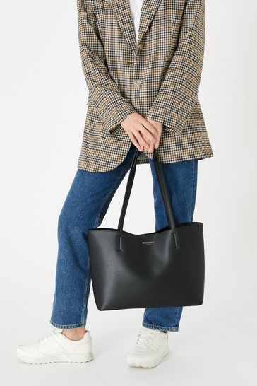 Buy Accessorize London Womens Faux Leather Black Cambridge Tote Bag online