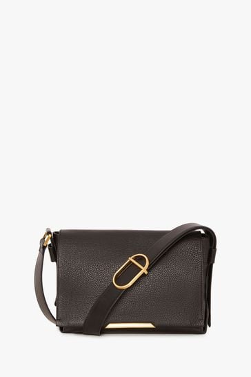 Buy Jasper Conran London Beatrix Flap Over Leather Black Messenger