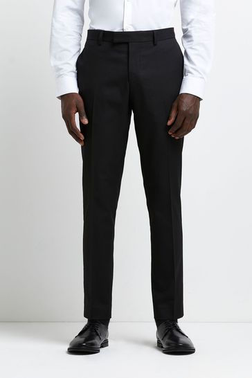 River Island Black Skinny Twill Suit Trousers