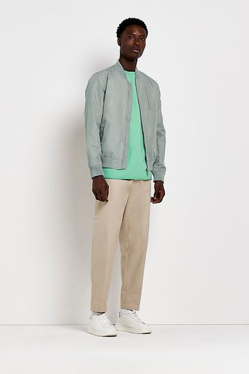 Buy River Island Light Green Chunky Rib Bomber Jacket from Next