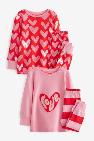 Red/Pink Heart Snuggle Pyjamas 2 Pack (9mths-12yrs)