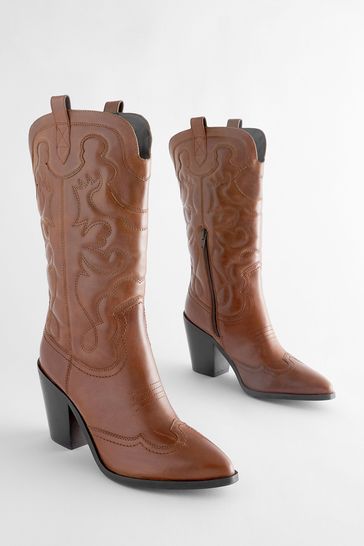 Tan Brown Western Cowboy Boots