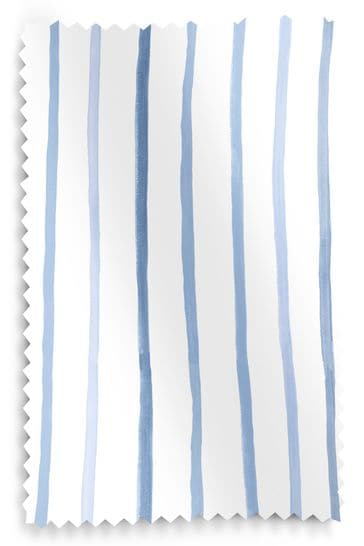 Laura Ashley Dark Seaspray Blue Painterly Stripe Made To Measure Curtains