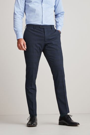 Buy Navy Blue Skinny Fit Check Suit Trousers from Next Slovakia