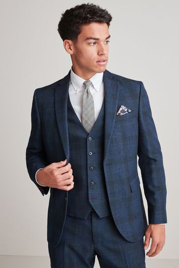 Buy Blue Slim Fit Check Suit Jacket from Next Netherlands
