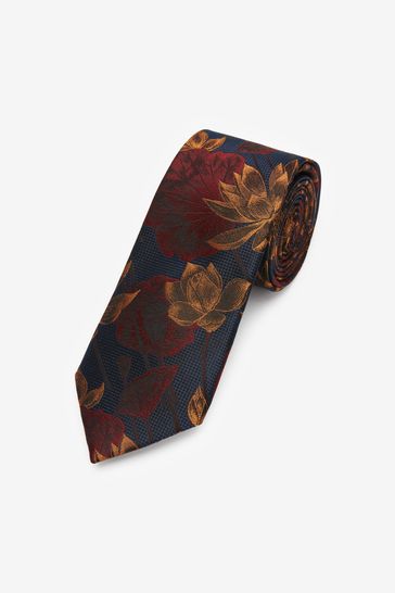 Blue Navy/Yellow Gold Floral Signature Tie