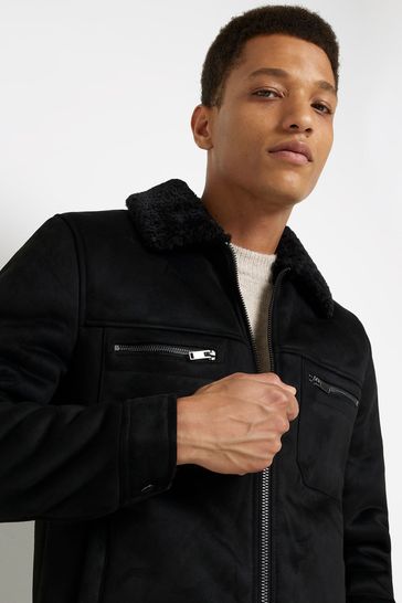 Black borg lined sales jacket