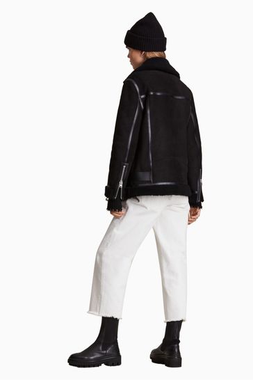 Buy AllSaints Rei Black Shearling Jacket from Next Singapore