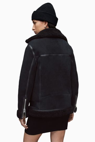 Buy AllSaints Rei Black Shearling Jacket from Next Singapore