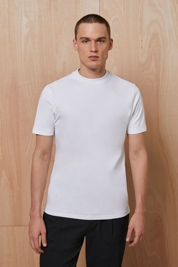 River Island Studio Slim High Neck White T-Shirt