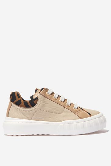 Unisex Canvas FF Logo Trainers in Beige