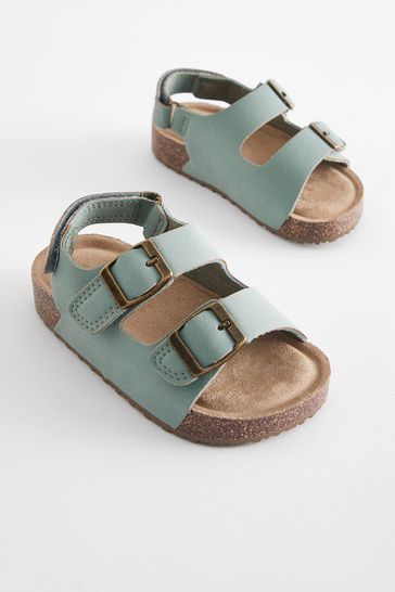 Mint Green Standard Fit (F) Double Buckle Cushioned Footbed Sandals