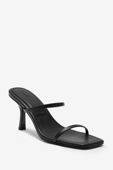 Strappy cheap black mules