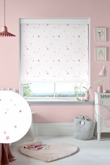 Laura Ashley Pink Painterly Stars Made To Measure Roller Blind
