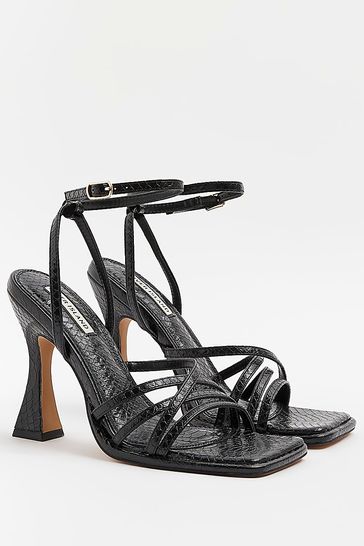 River Island Strappy Barely There Black Sandals