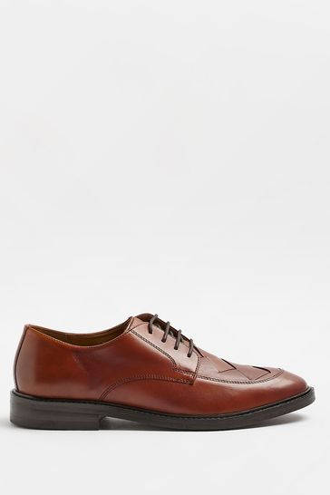 River Island Brown Woven Vamp Derby Shoes