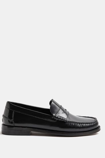 River Island Black Leather Classic Penny Loafers