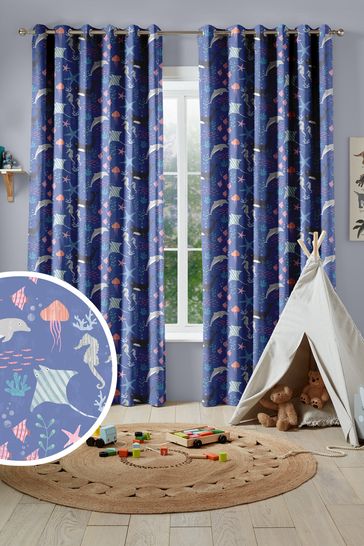 Buy Ocean Blue Kids Sea Life Made To Measure Curtains from Next Sweden
