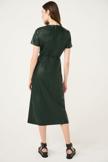 Green faux leather dress discount