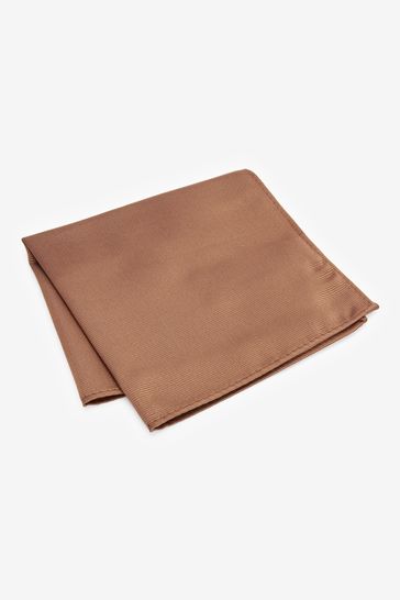 Brown Recycled Polyester Twill Pocket Square