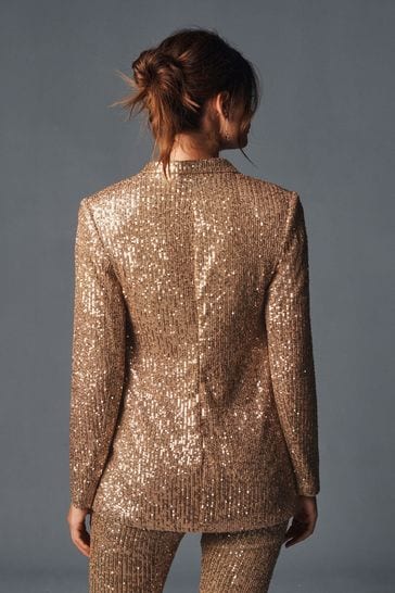 Gold sequin blazer womens discount