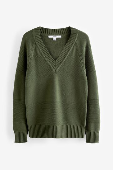 Green v neck discount sweater