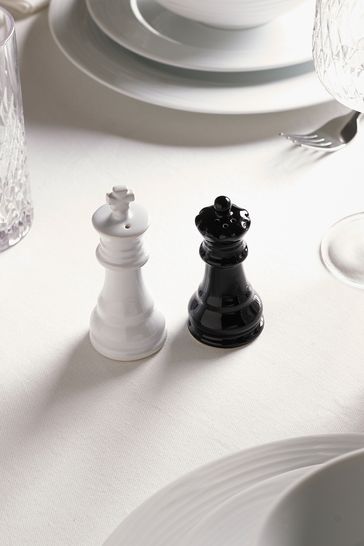 Set of 2 Monochrome Chess Salt and Pepper Shakers