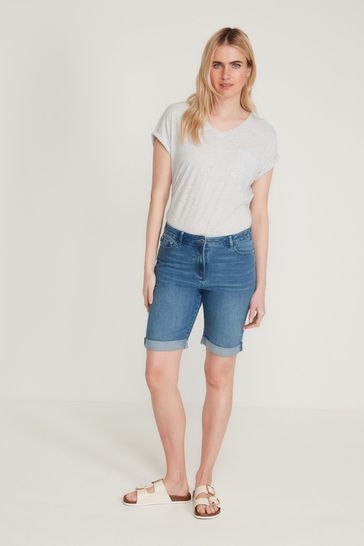 M&Co Blue Mid Length Denim Shorts