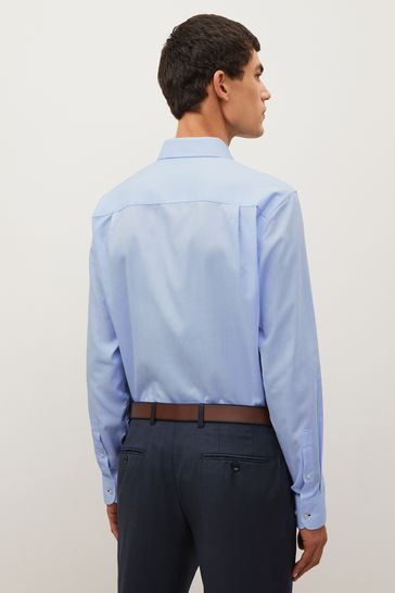 Blue shirt on sale white collar next