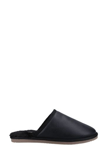 Hush Puppies Coady Black Leather Slippers