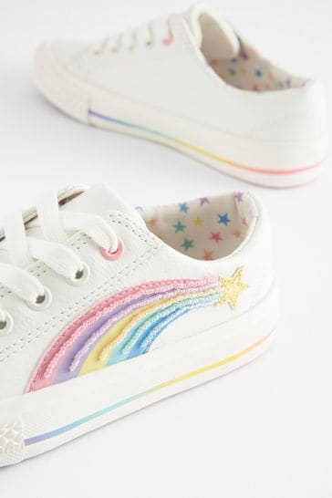 White embellished trainers best sale