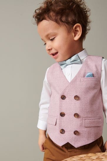 Pink Waistcoat Set With Shirt & Bow Tie (3mths-7yrs)