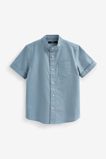Blue Grandad Collar Oxford Shirt (3-16yrs)