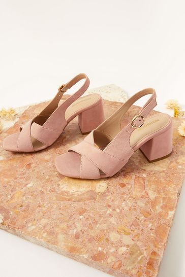 Pink suede shop block heels